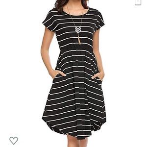 Striped Short Sleeve Nursing Dress